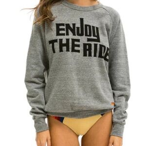 Aviator Nation Enjoy The Ride Crewneck Terry Sweatshirt Pullover Grey Women’s XS